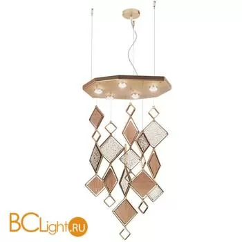 Подвесной светильник IDL Quadrie 565/6 matt bronze + oak and smoke grey