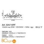 Потолочный светильник IDL Rosetta 324/10PF Gold Clear roses/Clear prisms - Схема