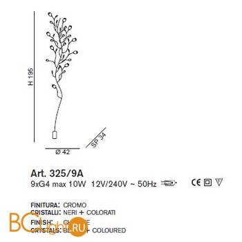 Бра IDL Rosetta 325/9A Chrome Color roses/Black prisms - Схема