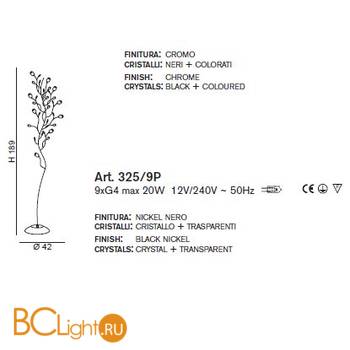 Торшер IDL Rosetta 325/9P Black nickel Clear roses/Clear prisms - Схема