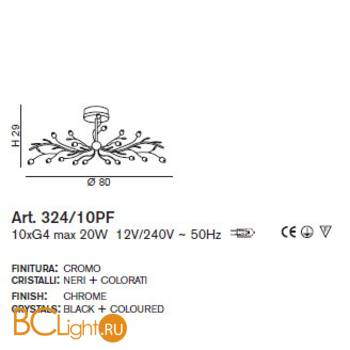 Потолочный светильник IDL Rosetta 324/10PF Chrome Color roses/Black prisms - Схема