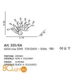 Настенный светильник IDL Rosetta 325/6A Chrome Color roses/Black prisms - Схема