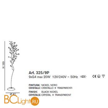 Торшер IDL Rosetta 325/9P Chrome Color roses/Black prisms - Схема