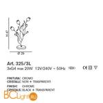 Настольная лампа IDL Rosetta 325/3L Chrome Clear roses/Black prisms - Схема