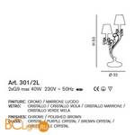 Настольная лампа IDL Rossella 301/2L Chrome green apple crystal - Схема