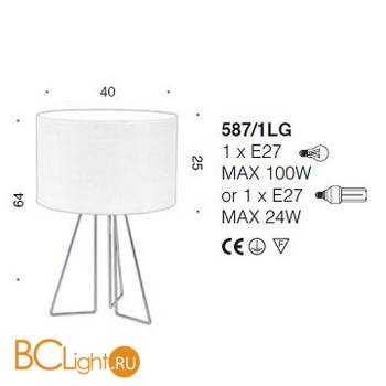 Настольная лампа IDL Seventy 587/1LG steel light jute - Схема