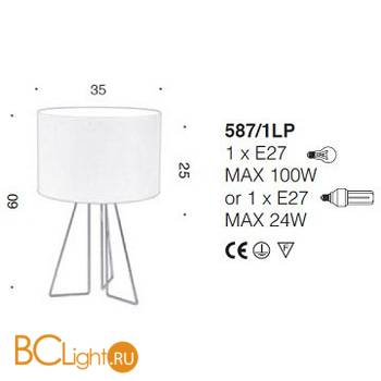 Настольная лампа IDL Seventy 587/1LP black nickel dark jute - Схема