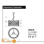 Подвесной светильник IDL Sofia 488/6 Light gold+GoldMurano - Схема