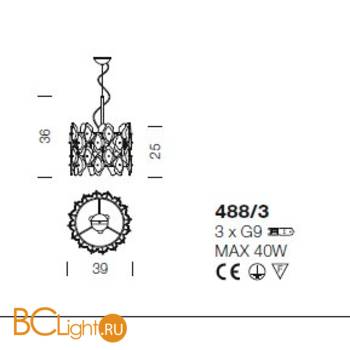 Подвесной светильник IDL Sofia 488/3 Chrome+black - Схема