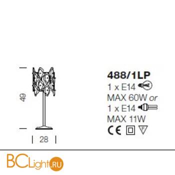 Настольная лампа IDL Sofia 488/1LP Light gold+GoldMurano - Схема
