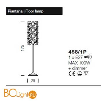 Торшер IDL Sofia 488/1P Light gold+GoldMurano - Схема