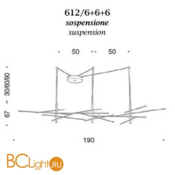 Подвесной светильник IDL Steli 612/6+6+6 black nickel + copper - Схема