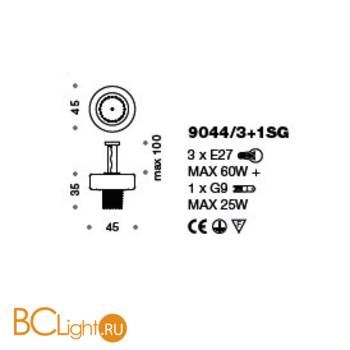 Подвесной светильник IDL Tiffany 9044/3+1SG - Схема