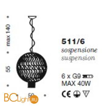 Подвесной светильник IDL Weave 511/6 pure steel - Схема