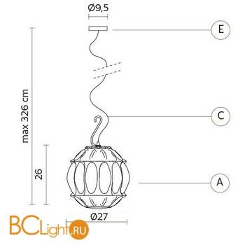 Уличный подвесной светильник Karman Ginger SE116 5A EXT - Схема