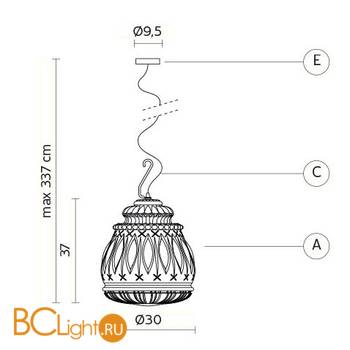 Уличный подвесной светильник Karman Ginger SE116 6A EXT - Схема