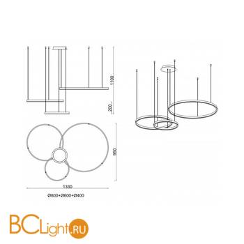 Подвесной светильник Kink Light Тор 08223,01PA(4000K) диммируемый с пультом Д/У - Схема