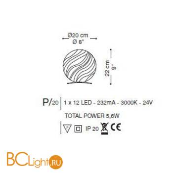 Настольная лампа La Murrina Ganimede P LED 20 DD-3S - Схема