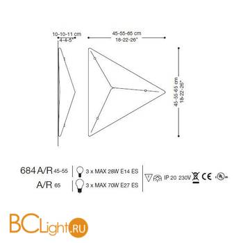 Настенный светильник La Murrina 684 - A 65 HD-3L - Схема