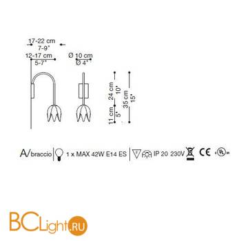 Бра La Murrina 738 - A Braccio piccolo DD-3S - Схема