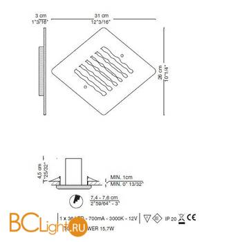 Встраиваемый спот (точечный светильник) La Murrina New spot 501 LED AA-3L - Схема