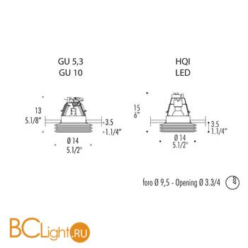 Встраиваемый спот (точечный светильник) Leucos Disk 0004244 - Схема
