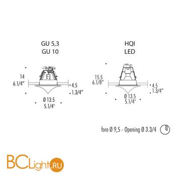 Встраиваемый спот (точечный светильник) Leucos Drop 0004255 - Схема