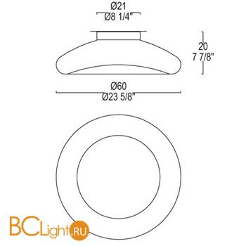 Настенно-потолочный светильник Leucos KEYRA 60 P-PL 0002433 - Схема