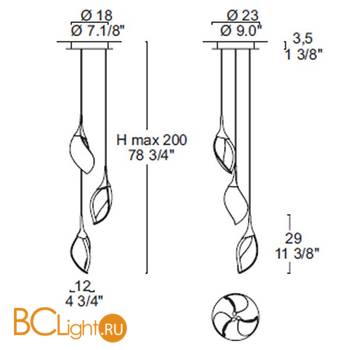 Подвесной светильник Leucos NIA 3S 0004444 - Схема