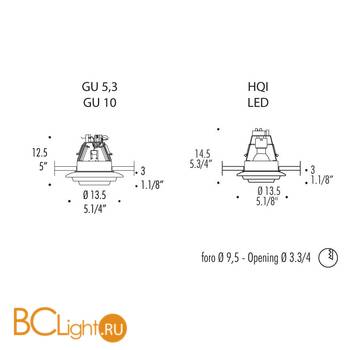 Встраиваемый спот (точечный светильник) Leucos Sun 0004484 - Схема