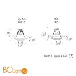 Встраиваемый спот (точечный светильник) Leucos Sun 0004484 - Схема