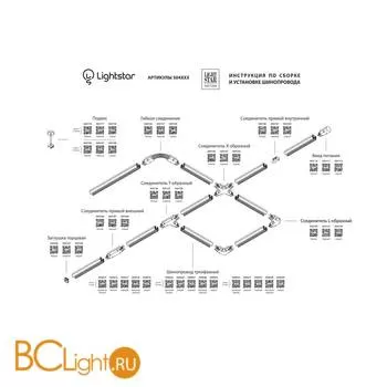 Шинопровод трехфазный Lightstar Barra 504025 2м белый с токоподводом и заглушкой - Фото 2
