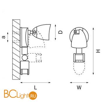Светильник светодиодный уличный с датчиком движения Lightstar Diva 374347 - Схема