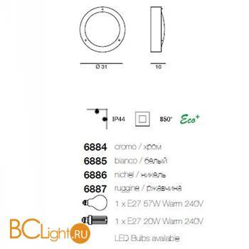 Настенно-потолочный светильник Linea Light Boat 6886 - Схема