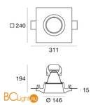 Встраиваемый светильник Linea Light Gypsum 60824W45 - Схема