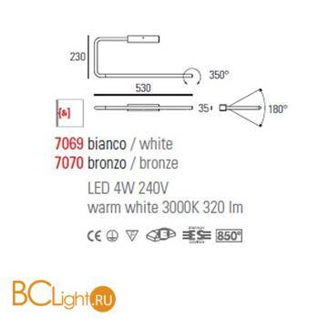 Подсветка для картин Linea Light My Tube 7069 - Схема