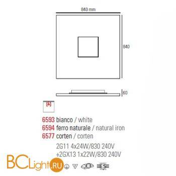 Настенно-потолочный светильник Linea Light SQUARE 6594 - Схема