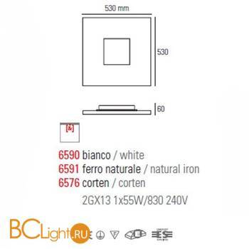 Настенно-потолочный светильник Linea Light SQUARE 6591 - Схема