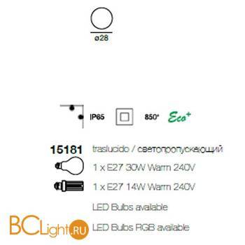 Уличный настенно-потолочный светильник Linea Light Oh! 15181 - Схема