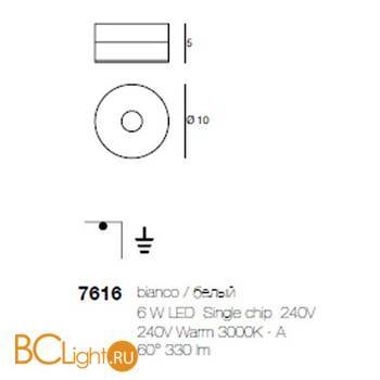 Cпот (точечный светильник) Linea Light One To One 7616 - Схема