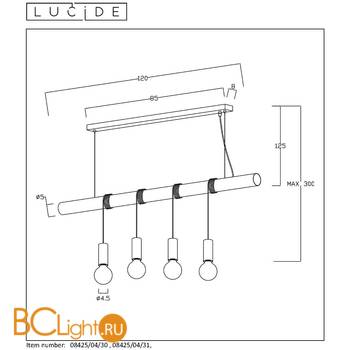 Подвесной светильник Lucide Jaime 08425/04/31 - Схема
