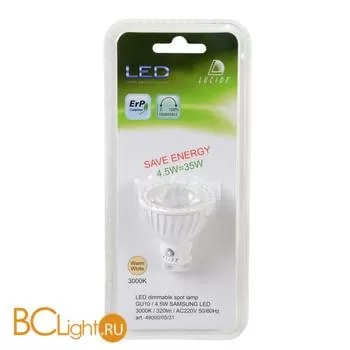 Лампа Lucide GU10 4,5W 220V 3000K 320Lm 49000/05/31