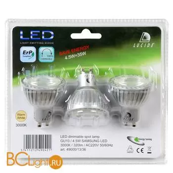 Лампа Lucide GU10 4,5W 220V 3000K 320Lm 49000/13/36