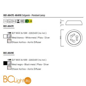 Потолочный светильник Mantra Argenta E 4847E - Схема
