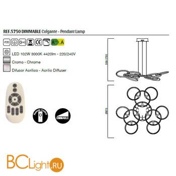 Подвесной светильник Mantra Aros 5750 - Схема