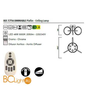Потолочный светильник Mantra Aros 5756 - Схема