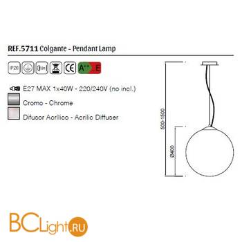 Подвесной светильник Mantra Bola 5711 - Схема