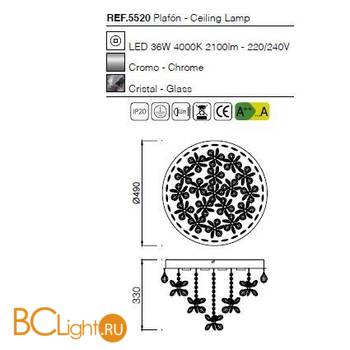 Потолочный светильник Mantra Kawai 5520 - Схема