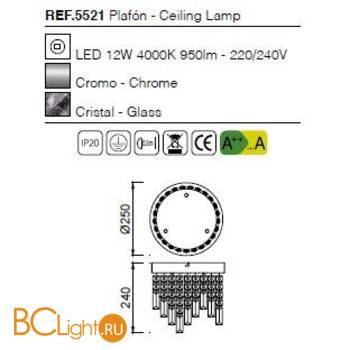 Потолочный светильник Mantra Kawai 5521 - Схема