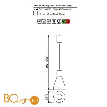 Подвесной светильник Mantra Kos 5620 - Схема